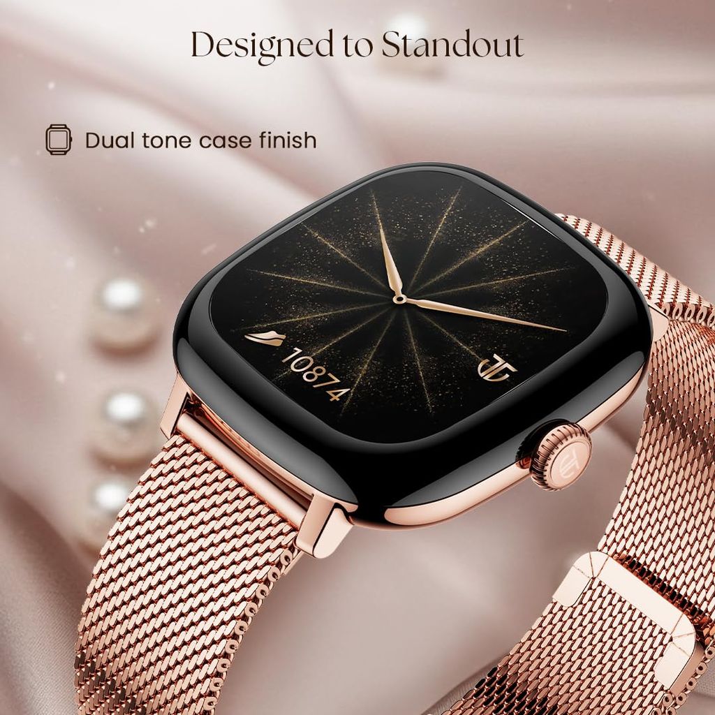 Titan Metal Case Square Display Smart Watch with Silicone Strap view 2