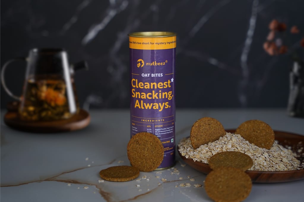 Assosrted Pack of 4 nutbeez snacks 1.nutbeez Oats Bites 2.nutbeez Ragi Bites3.nutbeez Chatpate Crunchers 4.nutbeez Savoury Mixture|Protein Rich|Guilt Free Clean Snacking| Power of 5 Seeds| Chai ke dost| Preservative Free view 2