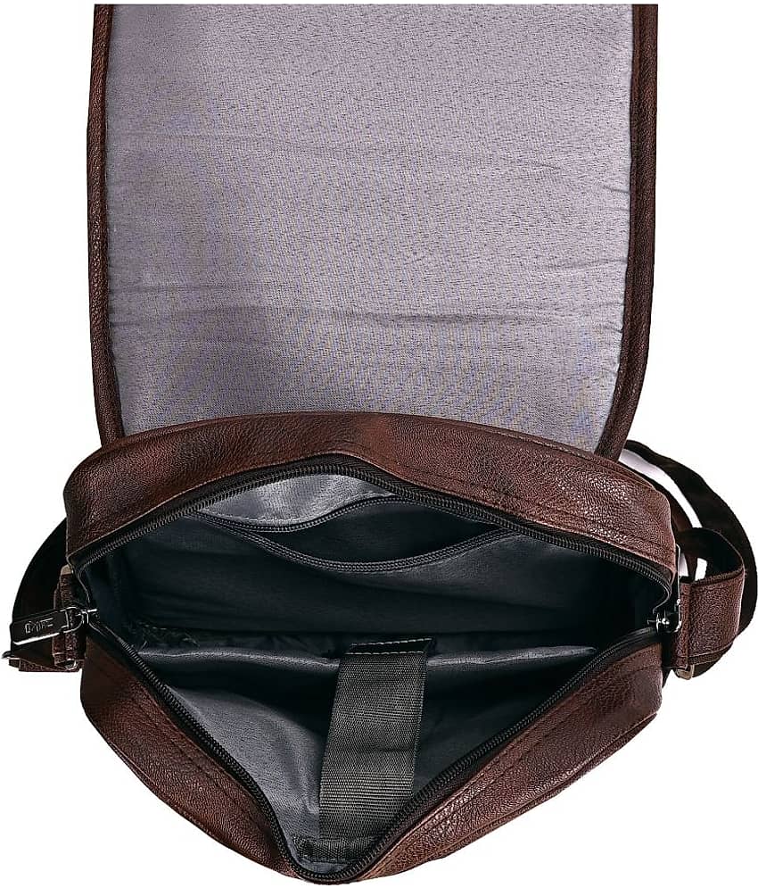 ZAIKO BAGS Brown Solid Messenger Bag view 2