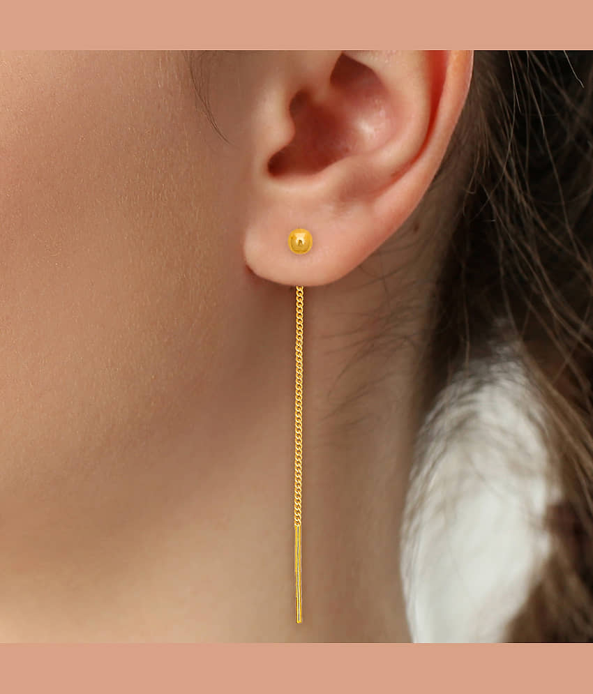 LUV FASHION Golden Ear Chain Earrings ( Pack of 1 ) view 2