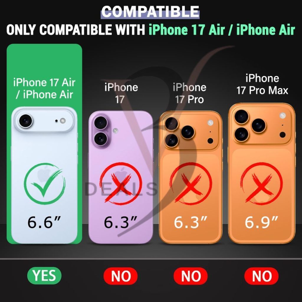 V3Deals Protective Case Compatible for iPhone 17 Air, Four Layer Structure with Soft Microfiber Lining, Shockproof Hard PC, Liquid Silicone, Camera and Screen Protection, Wireless Charging Support view 2