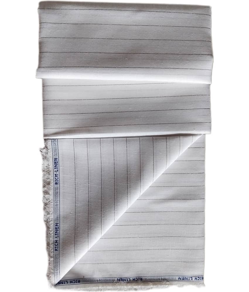 Makhanchor White Linen Men's Unstitched Shirt Piece ( Pack of 1 ) view 2