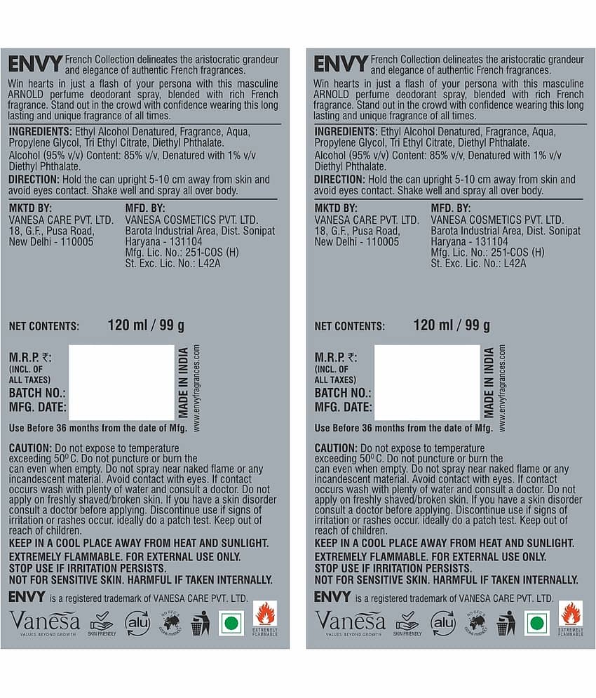 Envy Dark Deodorant Spray for Men - 140ML Each (Pack of 2) view 2