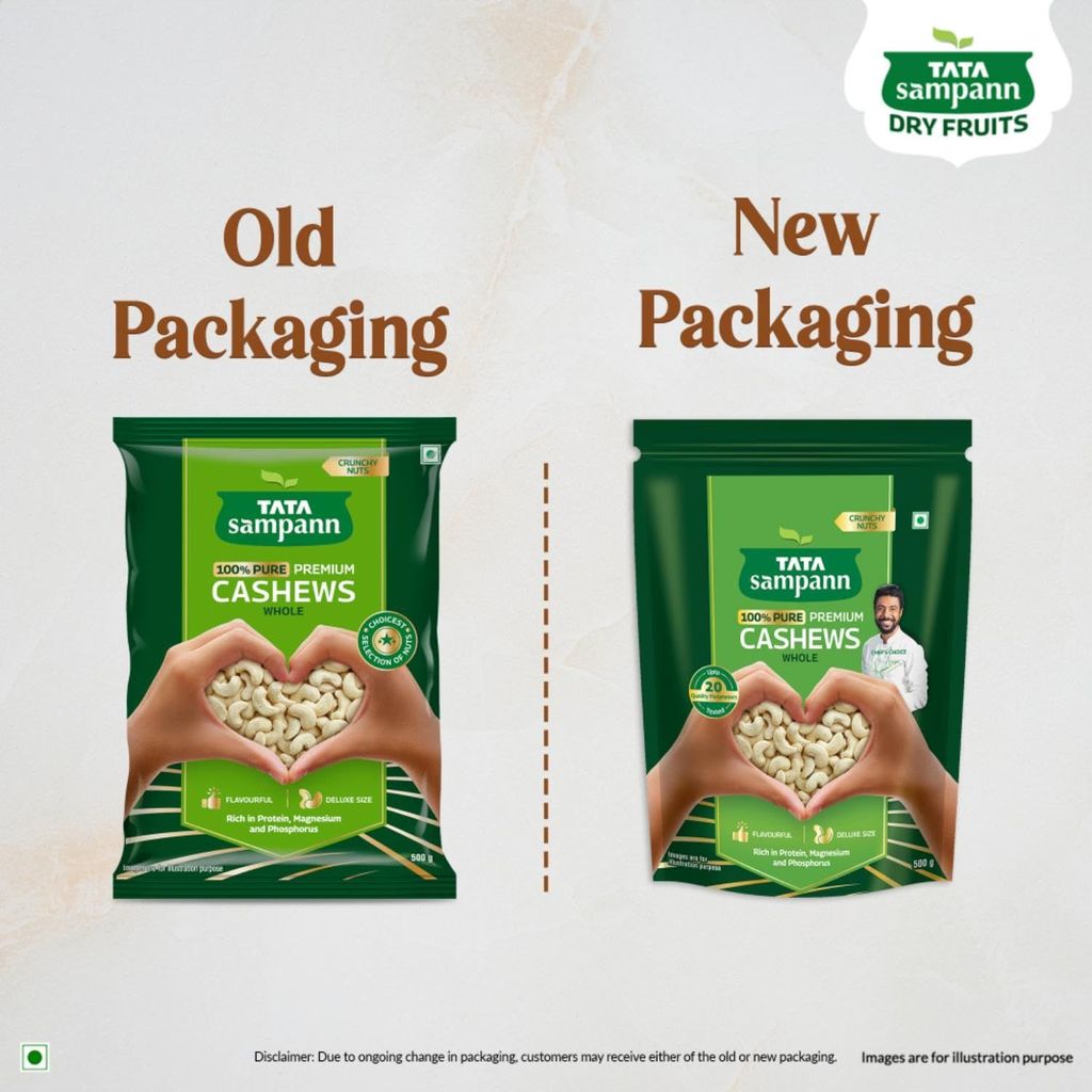 Tata Sampann Pure Cashews Whole, Kaju, 500g, Nutritious & Delicious, Premium Kaju nuts, Rich in Protein, Magnesium & Phosphorus, Deluxe Size & Crunchy Nuts view 2