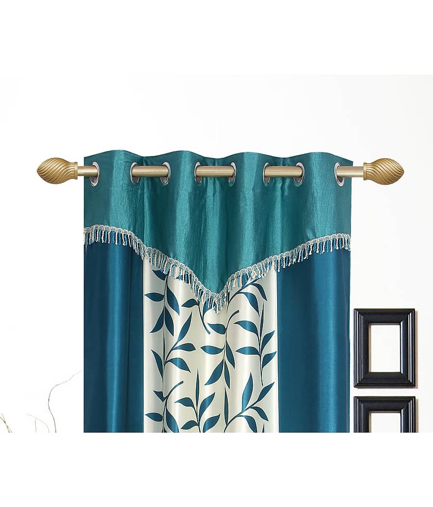 Stella Creations Floral Semi-Transparent Eyelet Curtain 9 ft ( Pack of 3 ) - Light Blue view 2