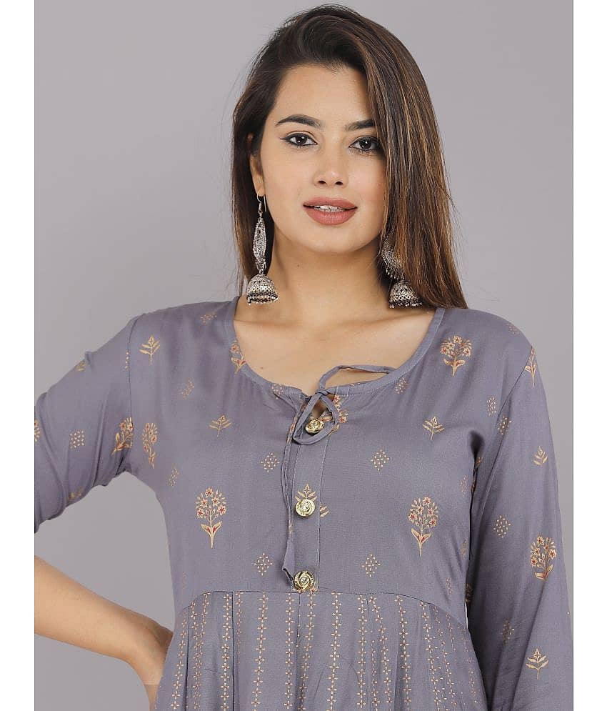 AVEITH - Wine Rayon Women's Anarkali Kurti ( Pack of 1 ) view 2