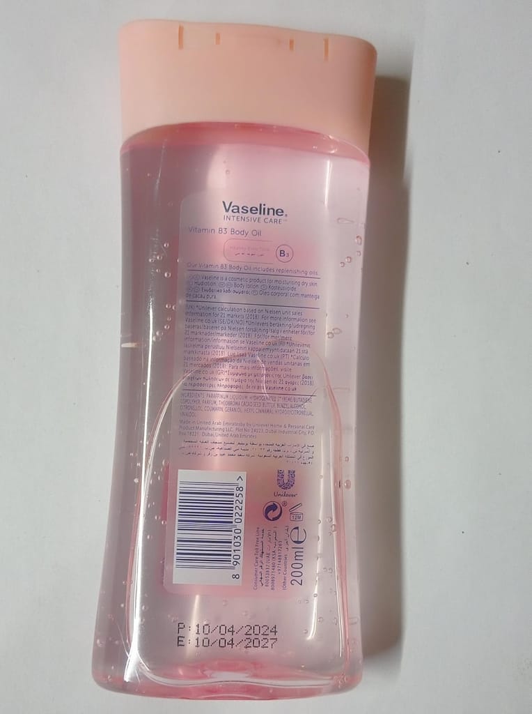 Nourishing Glow Vaseline Intensive Care Vitamin B3 Body Oil – Healthy, Even Tone for Glowing Skin view 2