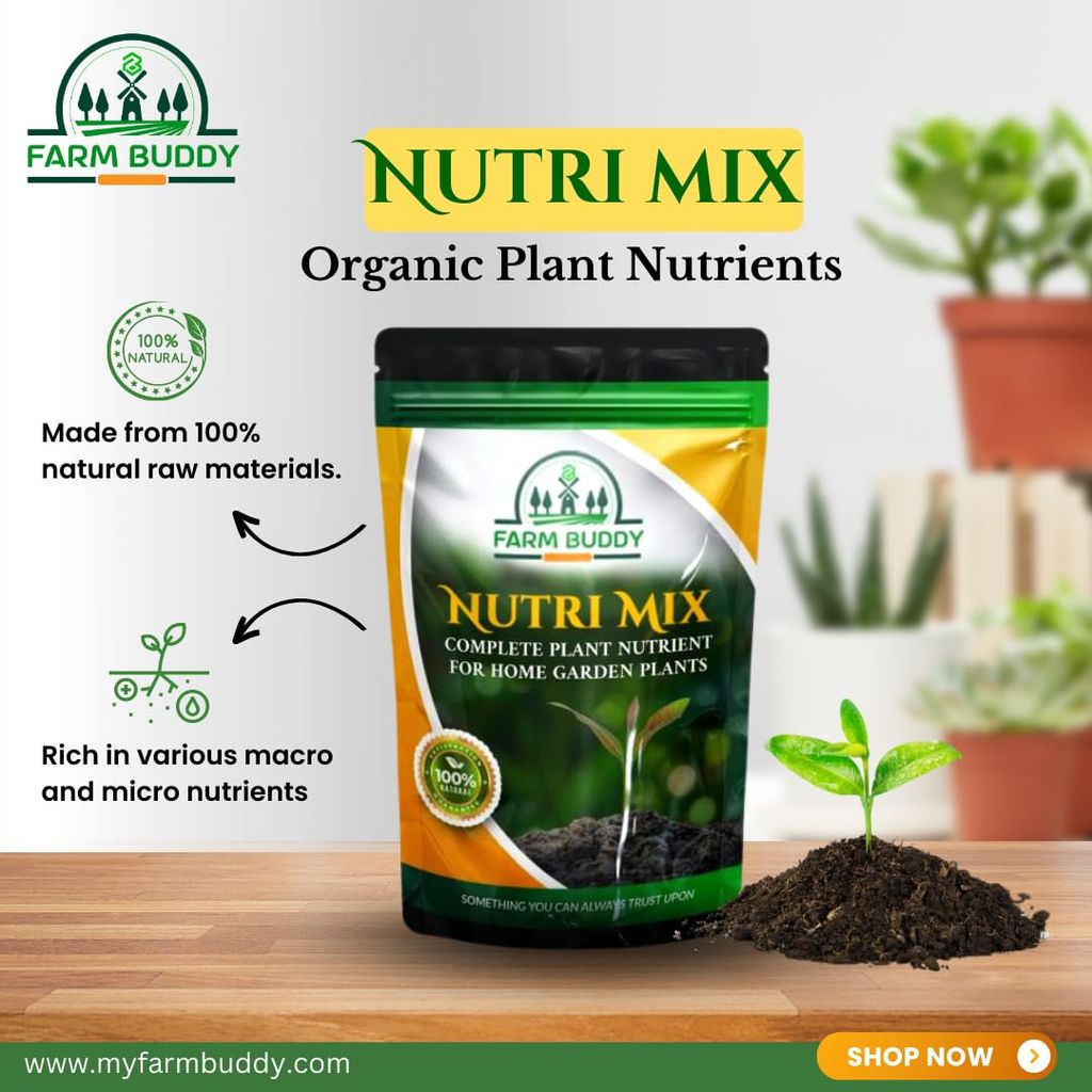 FARM BUDDY Nutri Mix Complete Plant Nutrients For All Indoor & Outdoor Plants | Contains Macro & Micro Nutrients in Organic Form| Complete Plant Growth and Healthy Plants| 750GMS view 2