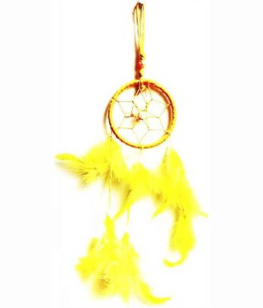 new lucky Feather Yellow Dream Catcher - Pack of 1 ( 10 X 3 cms )