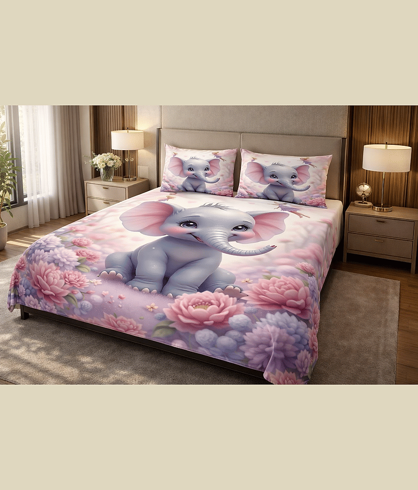 SWIZIER 7D Digital Print Multicolor Cotton 1 Double Bedsheet with 2 Pillow Covers ( 254 cm x 228 cm )