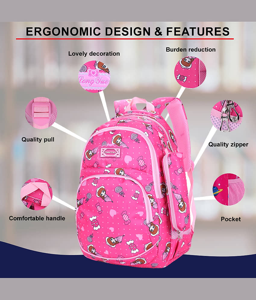 Tinytot Pink Polyester Backpack For Kids view 2