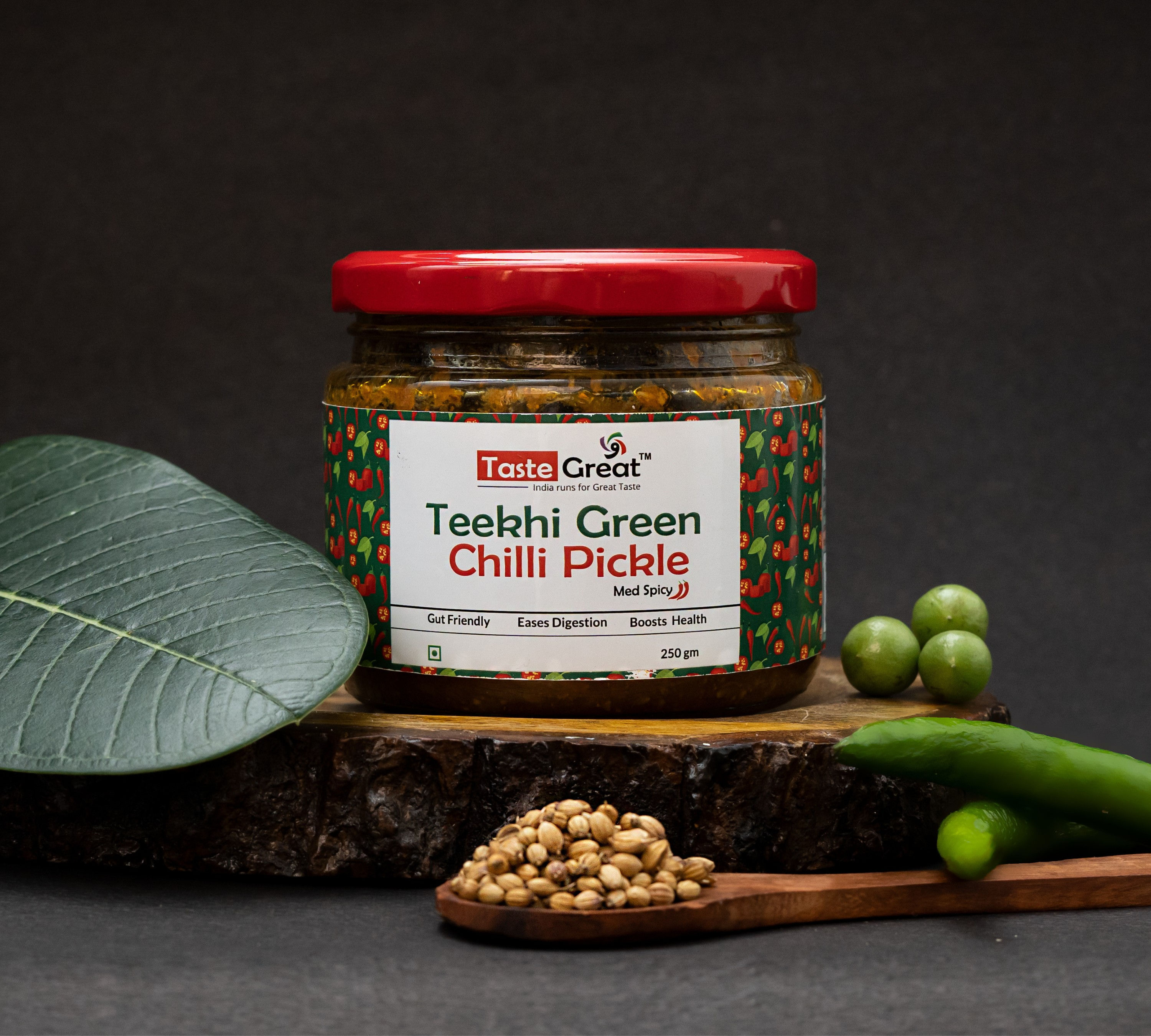 Teekhi Green Chilli Pickle - Med Spicy (250 gm)