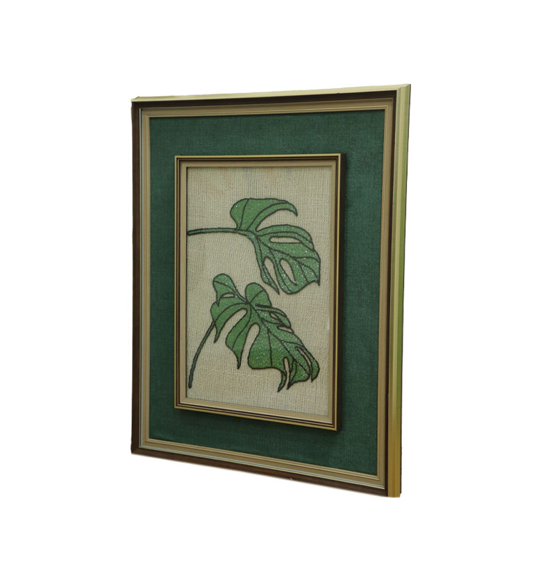 Handcrafted Zari Zardozi Jute Base Leaf Wall Art view 2