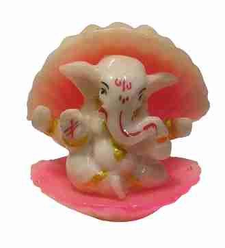 Ganesh Jee Marble Religious Gift Vastu Showpiece Gift Items Car Dashboard Decorative Showpiece - 5 cm (Multicolor)