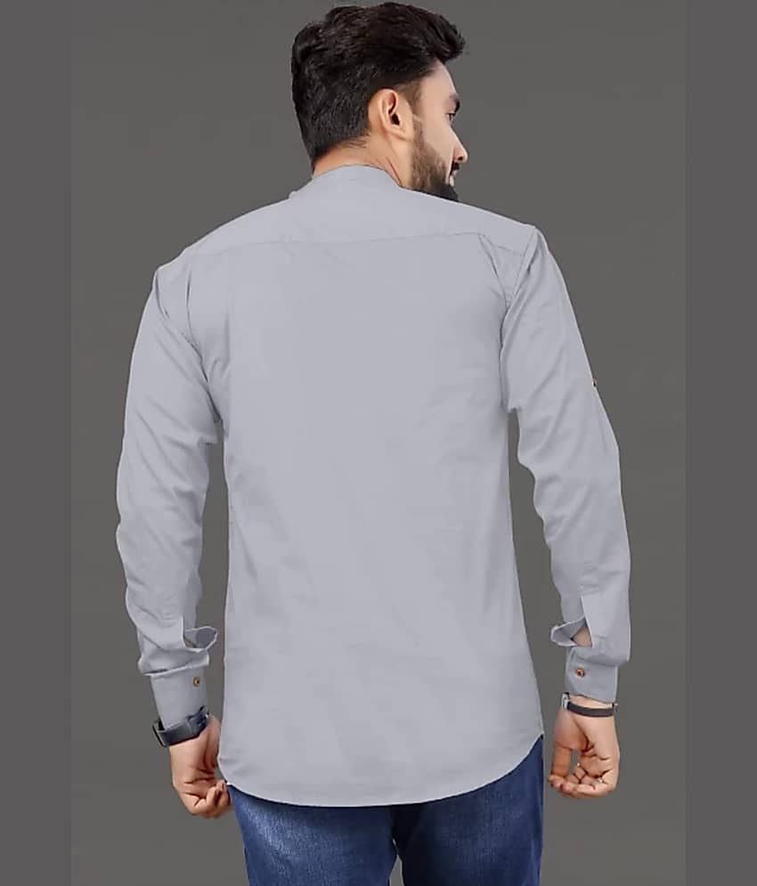 Nofilter Cotton Blend Plain Regular Kurta For Men ( Grey ) view 2