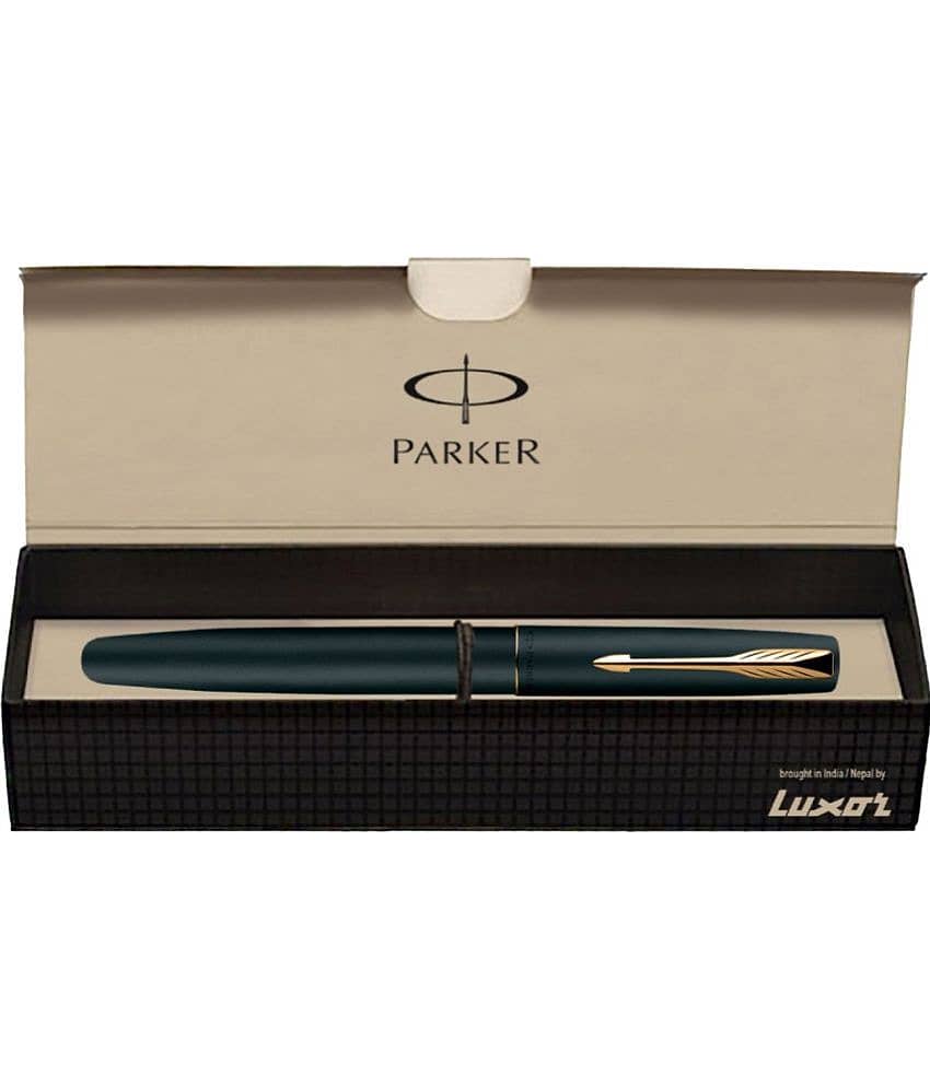 Parker Frontier Matte Black Gold Trim Fountain Pen view 2