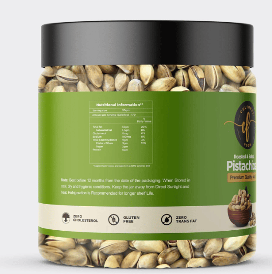 Cultures Food 100% Natural Pistachio/Pista Kernels (250g), Delicious and Healthy Snack which Helps to Improve Heart Health, Weight Management & Reduce inflammation view 2