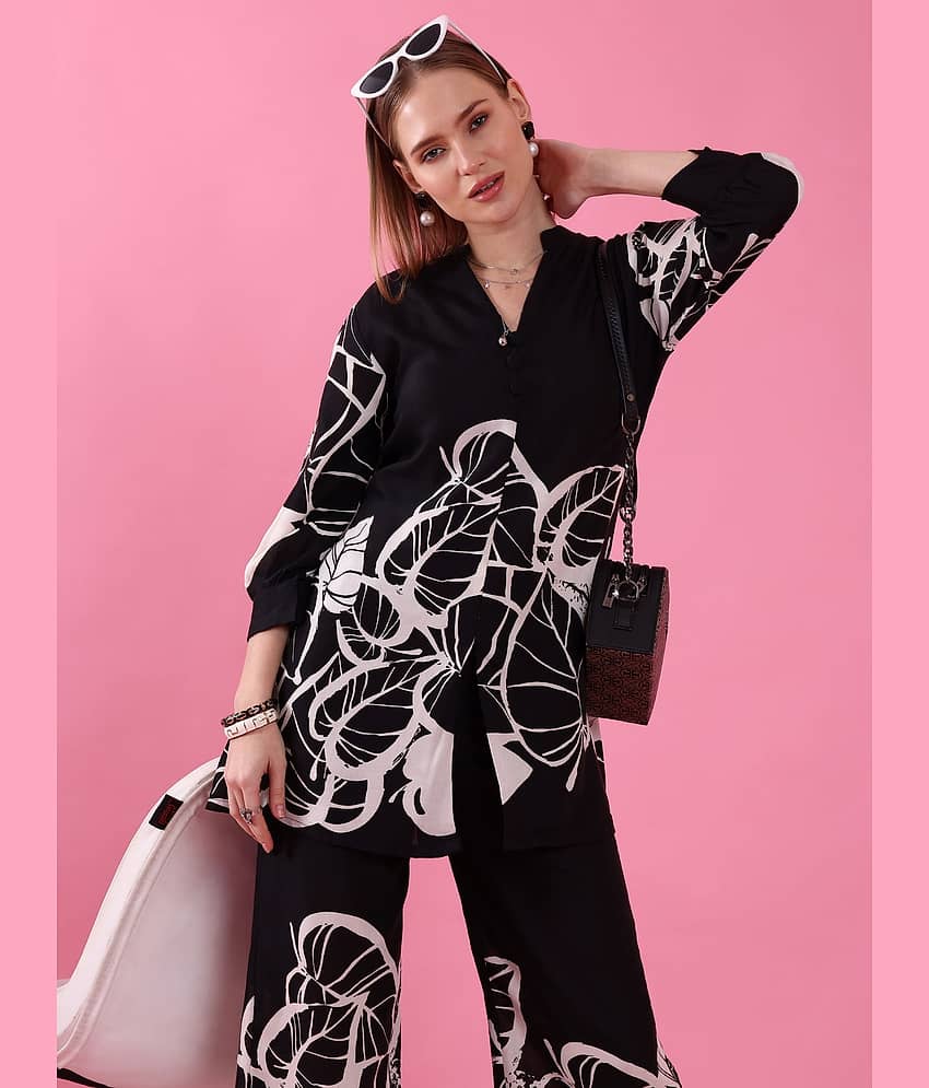 Sheetal associates Women Printed Top With Trousers Co-Ord Set ( Black ) view 2