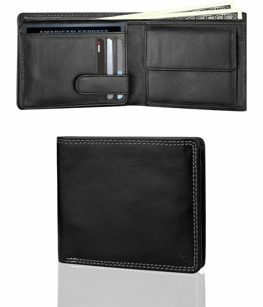 HIDEFLIX 100% Leather Printed Men's Regular Wallet With 10 Slots For Card ( Black , Pack of 1 ) view 2