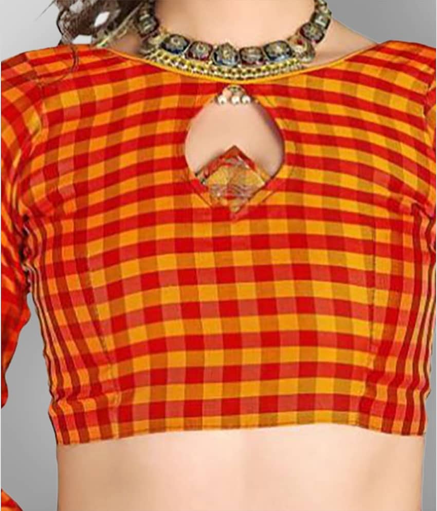Dressy Banarasi Silk Checks Saree With Unstitched Blouse Piece ( Multicolor ) view 2