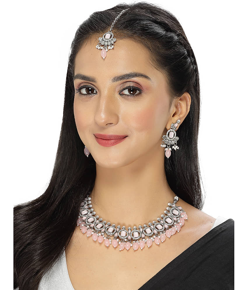 Sukkhi Pink Alloy Necklace Set ( Pack of 1 ) view 2