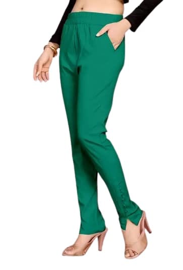 Cron Women's Straight Fit Ankle Length, Slim fit Cigarette Pants with an Elasticated Waist Band (30, Aqua Green)