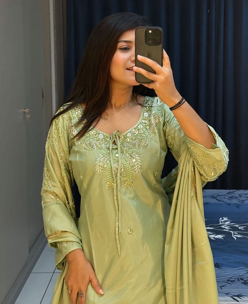 Pink Farshi Salwar Suit for Women Hand Embroidery Work view 2