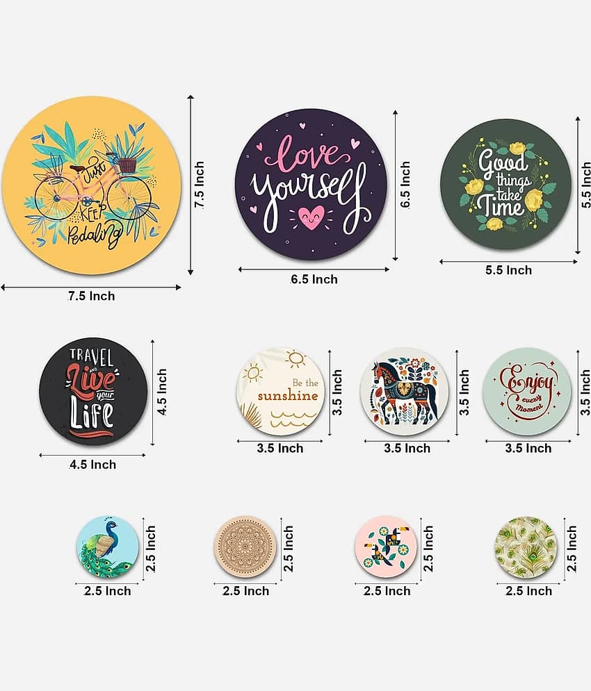 SNDArt Set Of 11 Modern Art Motivational Quotes Round Self Adhesive Wall Decor Gift Items Digital Reprint 21 inch x 26 inch view 2