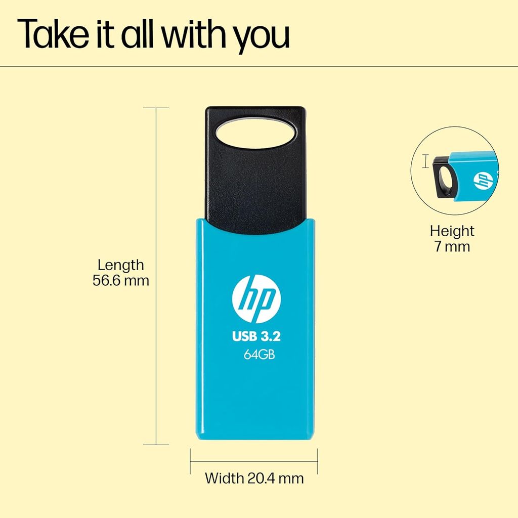 HP 64GB USB 3.2 Flash Drive - High Speed, High Performance, Up to 70MB/s view 2