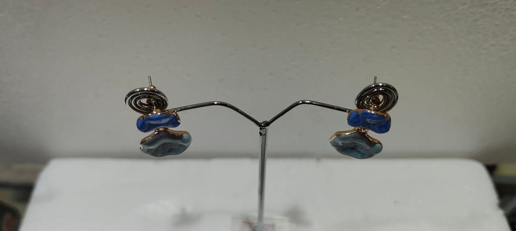Blue and White Drop Earrings view 2