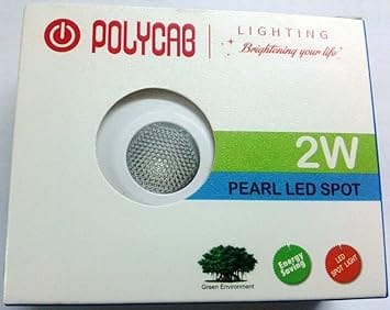 Polycab Pearl LED SPOT Light Slim 2 Watts Flush Mount Ceiling Lamp (Warm White, Yellow).(Plastic) view 2