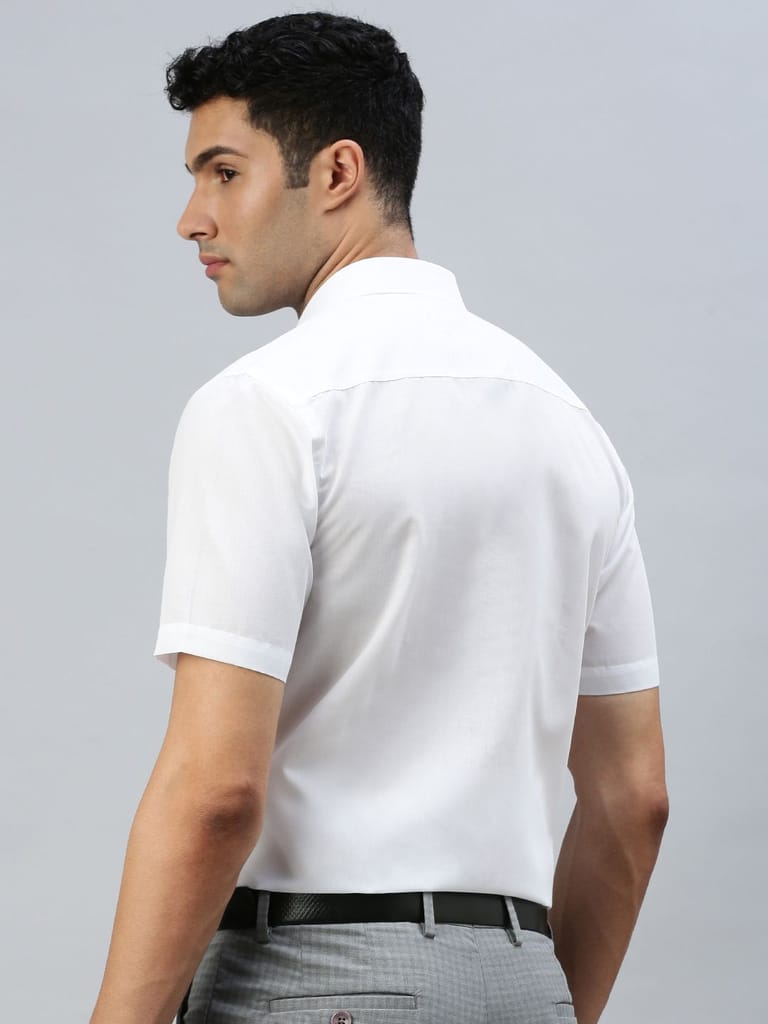 Mens Cotton Rich Half Sleeves White Shirt Minister view 2