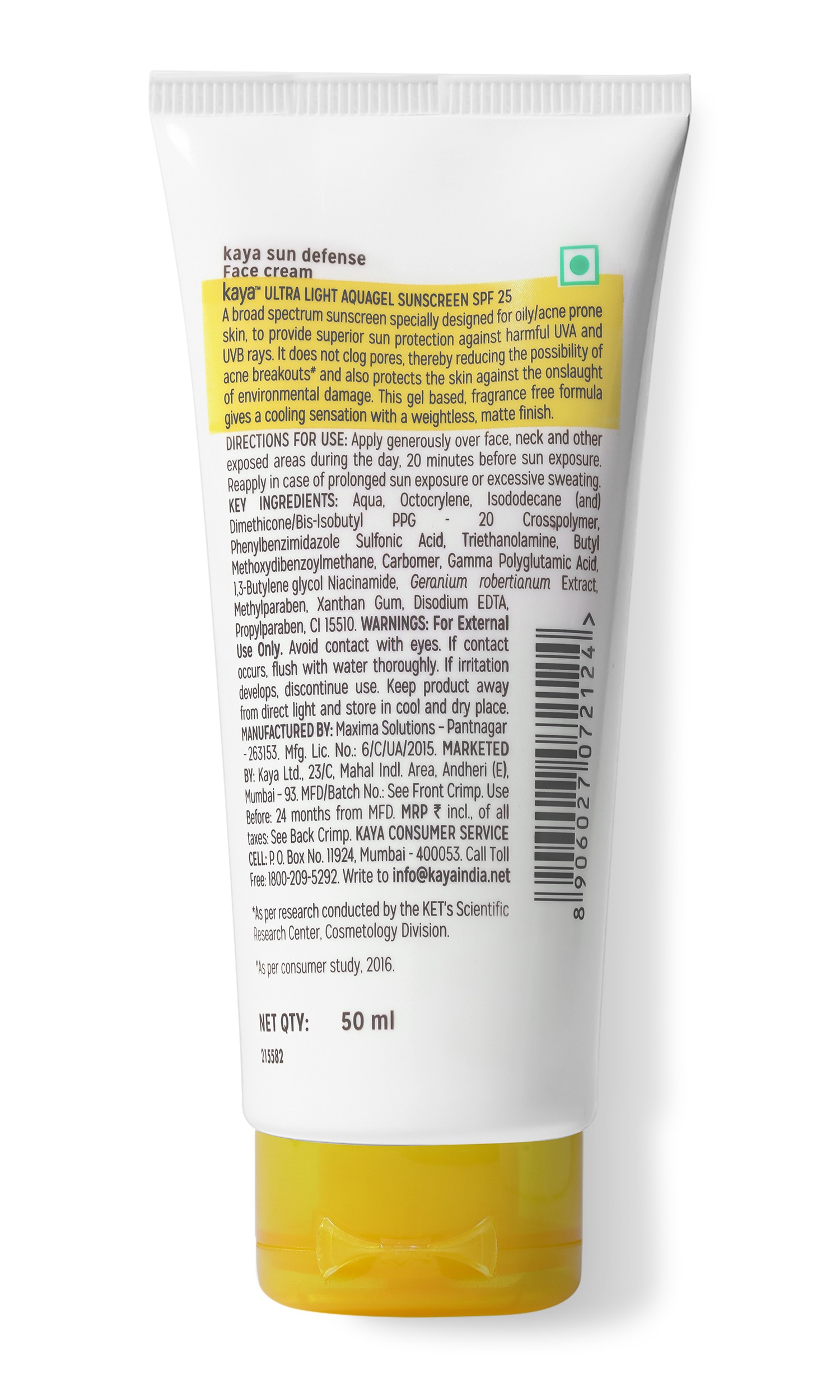 kaya Ultra Light Aquagel Sunscreen Spf 25 view 2