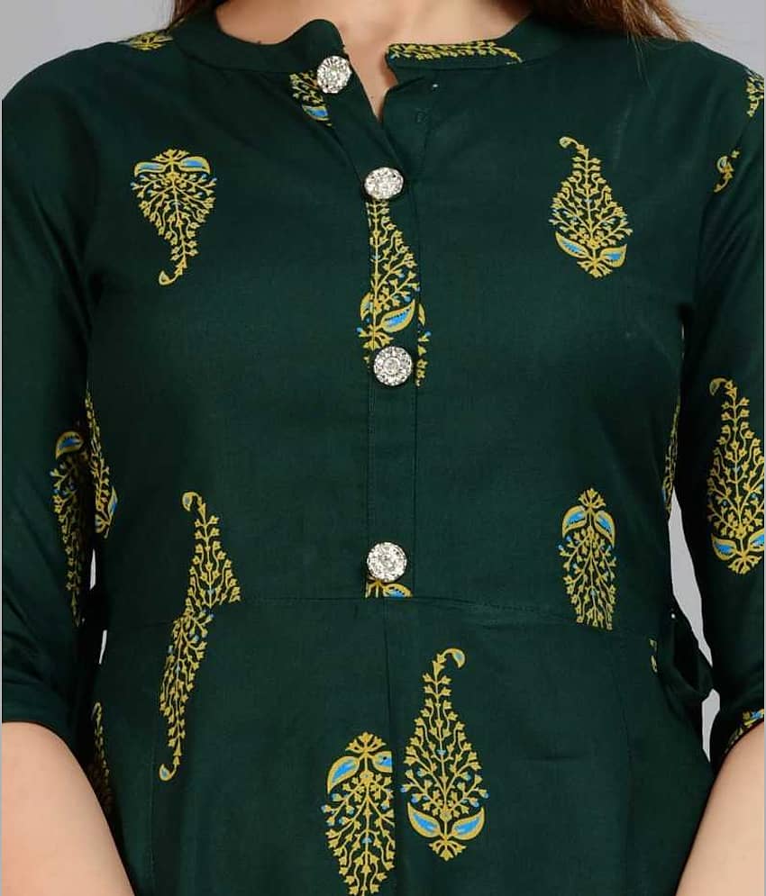 NUPITAL Pack of 1 Viscose Printed Anarkali Women's Kurti - ( Sea Green ) view 2