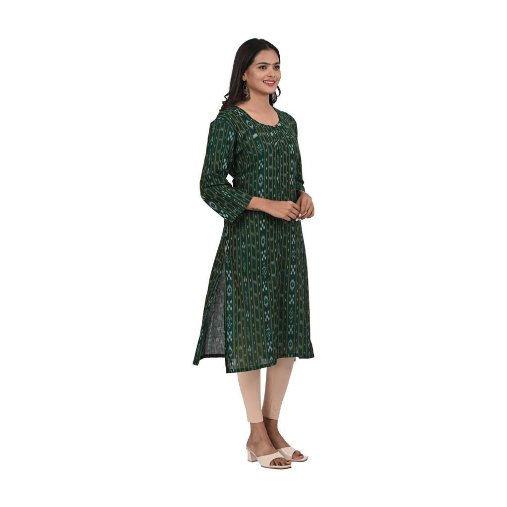 GUENDICHA HAAT Sambalpuri Certified Handloom Women's Pure Cotton Kurta view 2