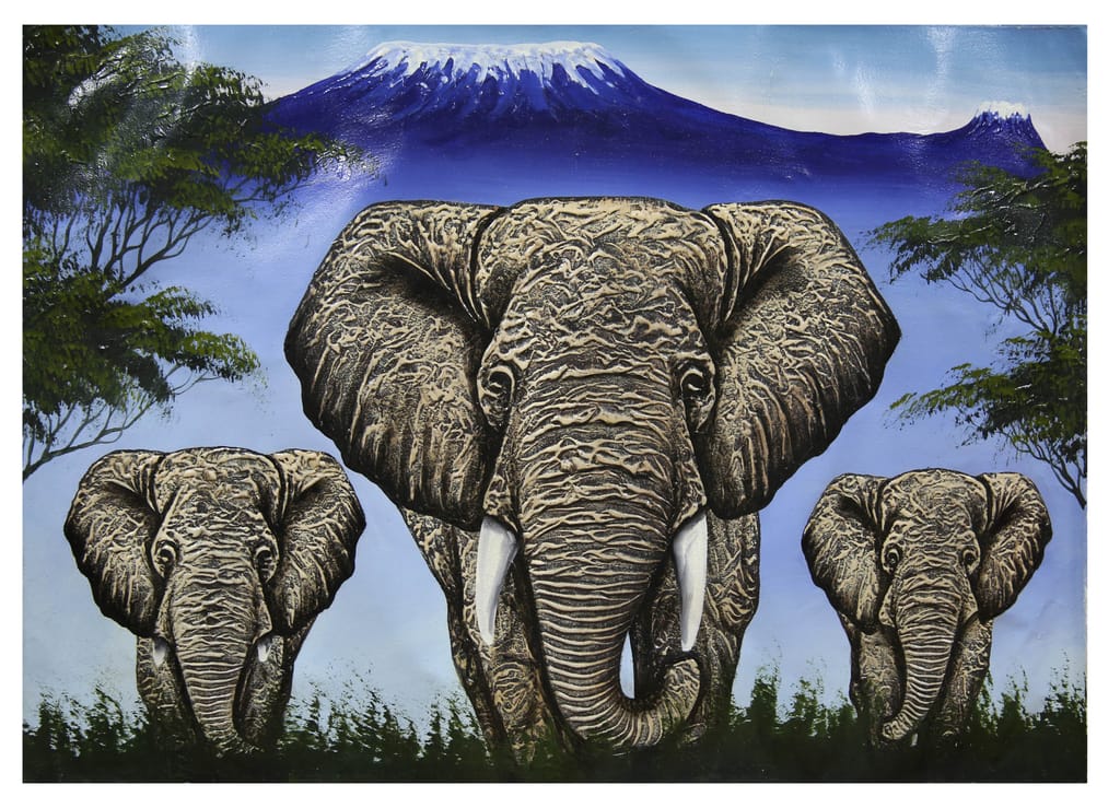 ELEPHANT PAINTING - 4INCHES X 32INCHES WITHOUT FRAME