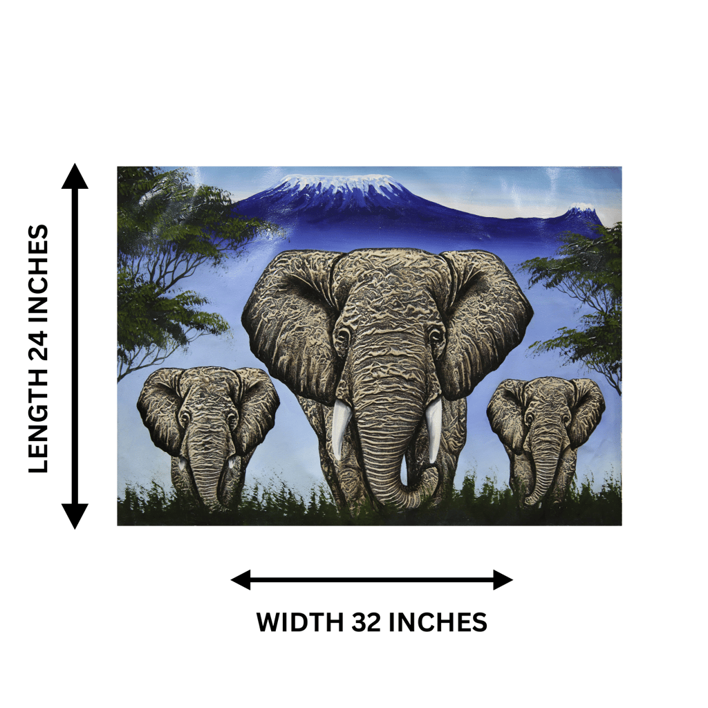 ELEPHANT PAINTING - 4INCHES X 32INCHES WITHOUT FRAME view 2