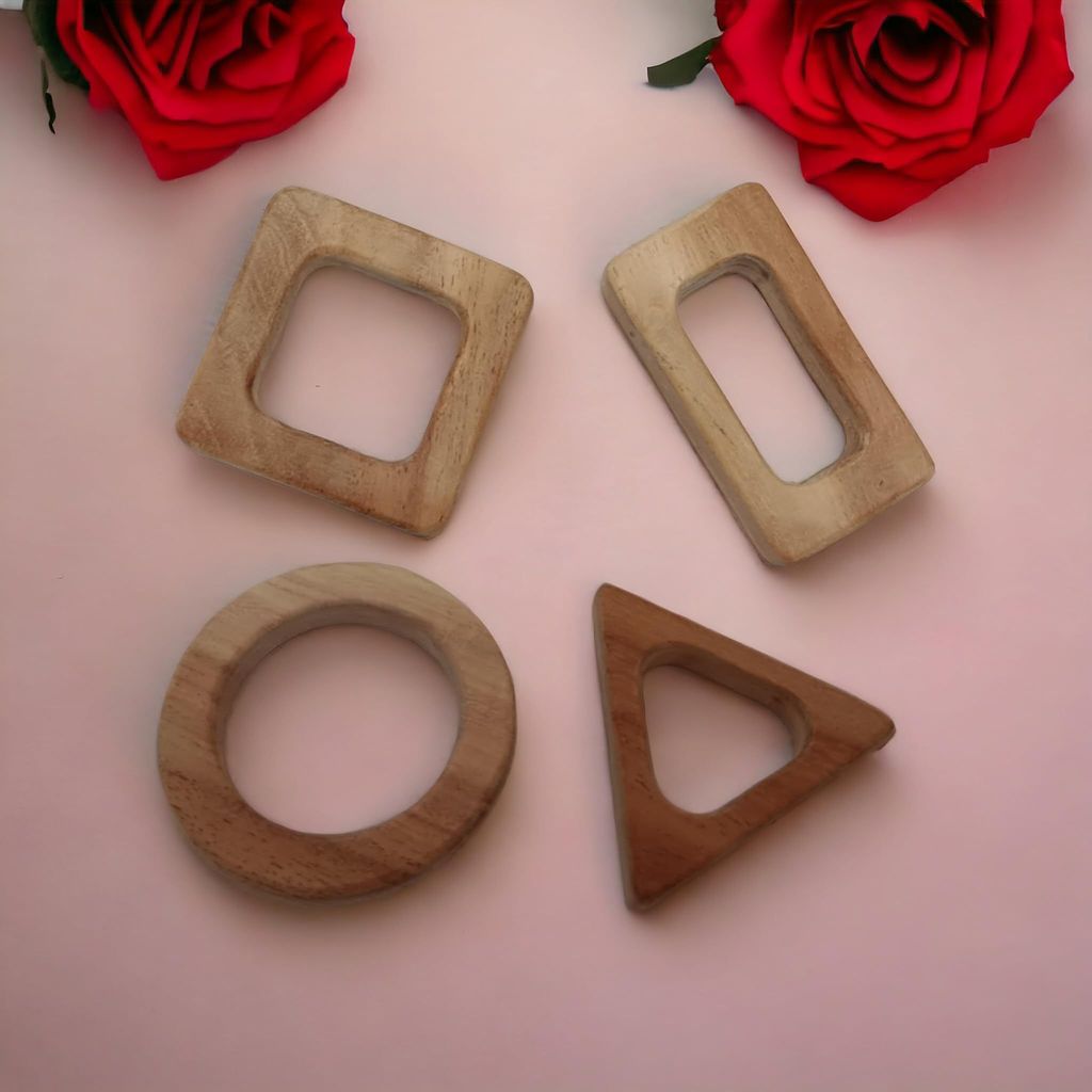 neemtoys Neem Wood Teethers for Age 0 to 2 Year Kids| Square,Rectangle,Circle&Triangle Shapes|Set of 4 Shapes view 2