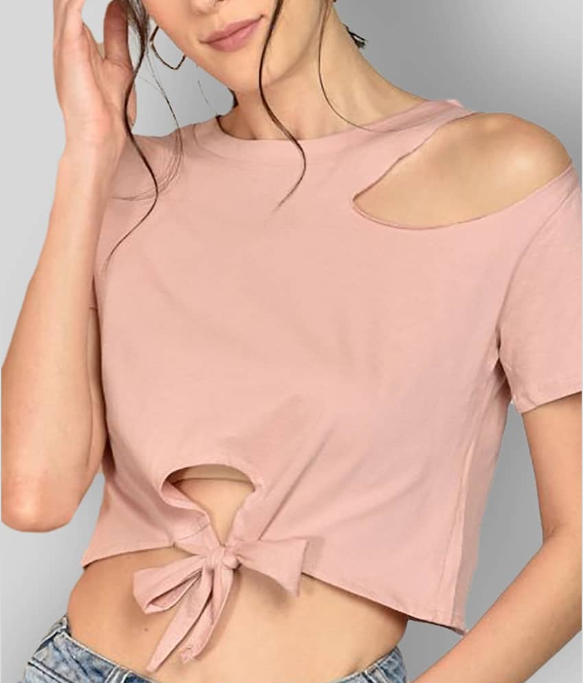 Chimpaaanzee Women's Cotton Knot Front Top ( Pink ) view 2