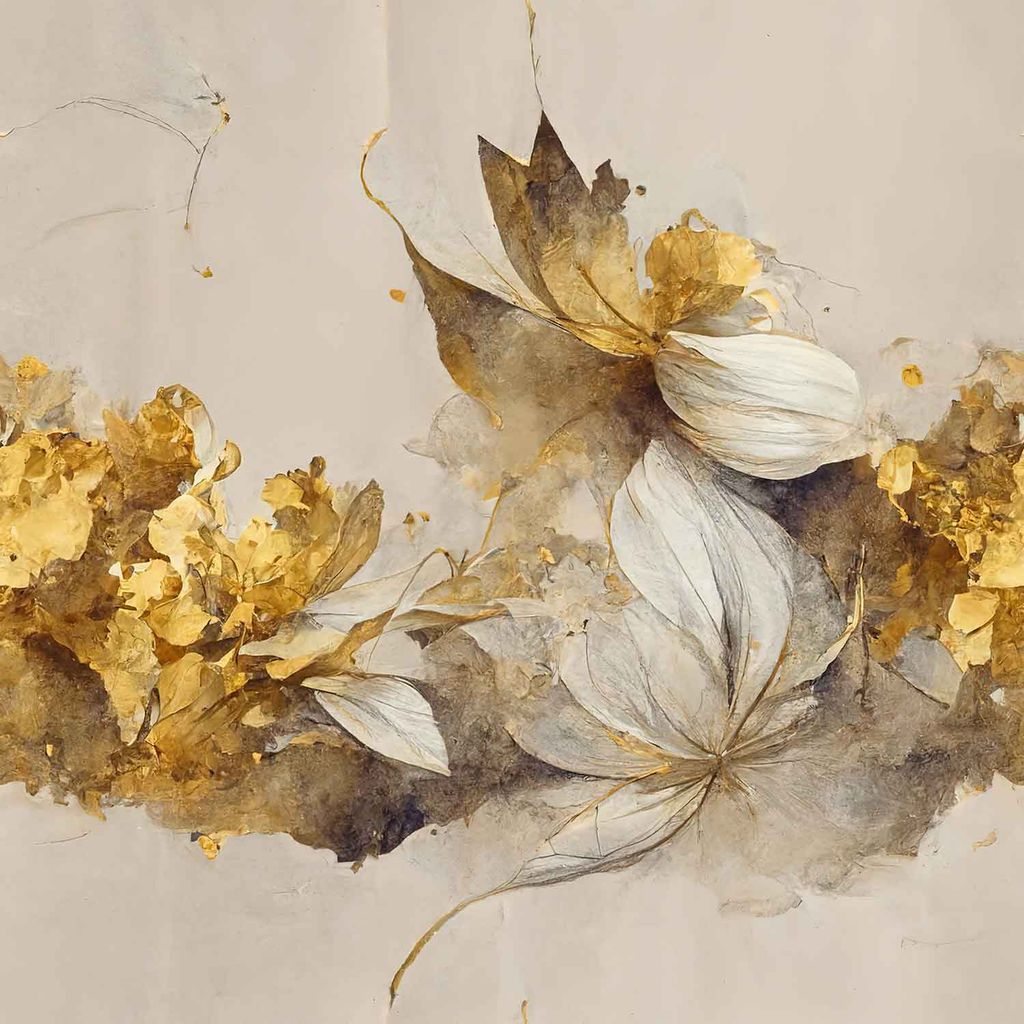 GOLDEN ELEGANT FLOWERS 24in X 24in WITH BLACK FRAME view 2