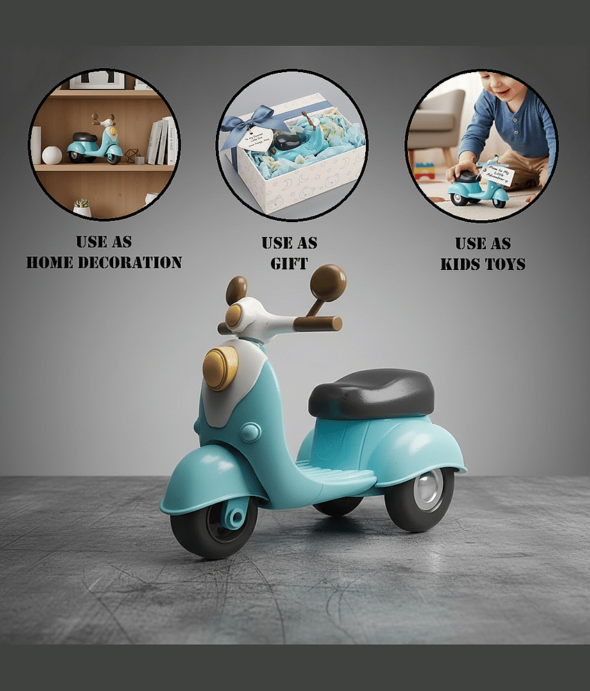 3Mads Miniature Scooter Toy for Kids, Blue, Cute Little Motorcycle, Home Decoration