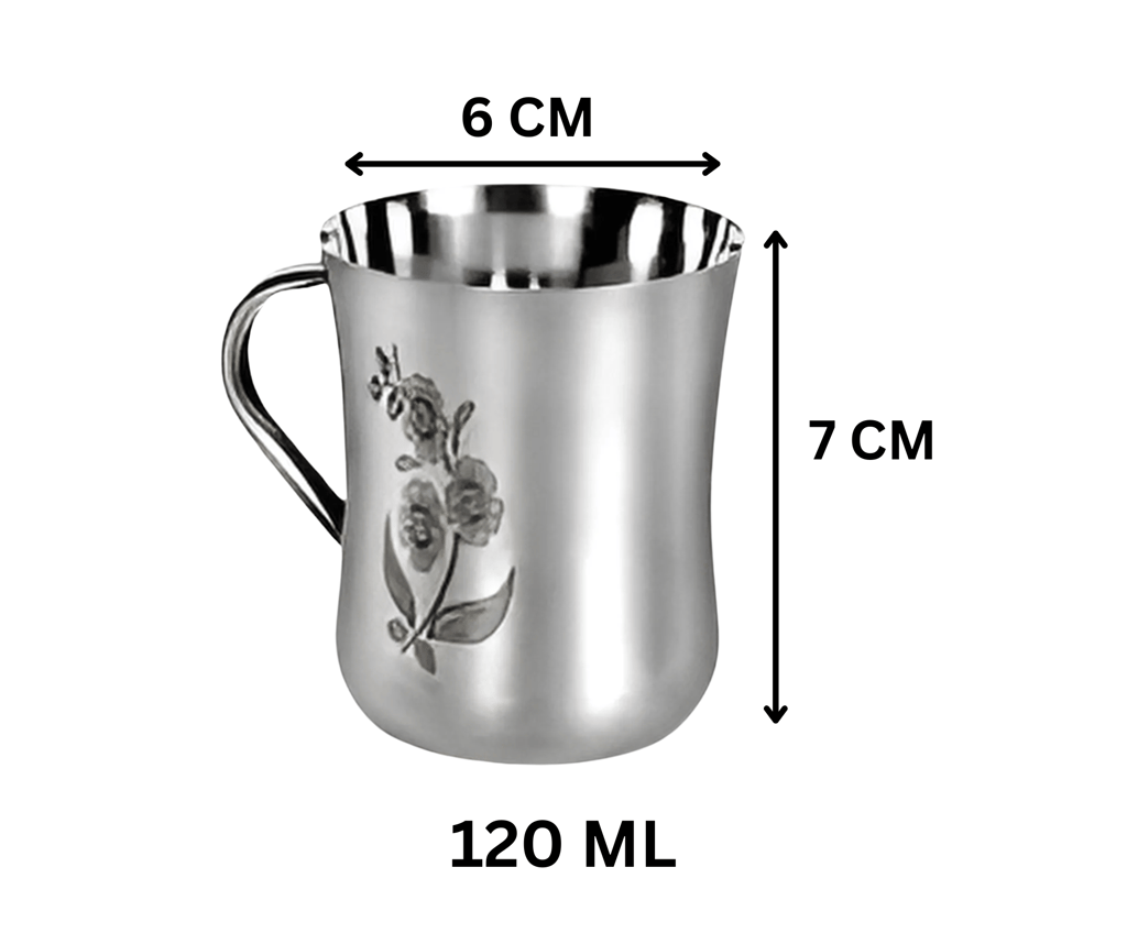 Wektu Stainless Steel Cups Set of 6 with Floral Design view 2