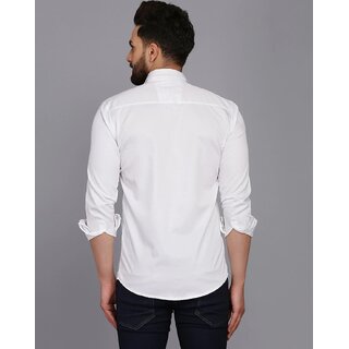 (Pack of 1) Baleshwar Mens White Slim Fit Casual Shirt view 2