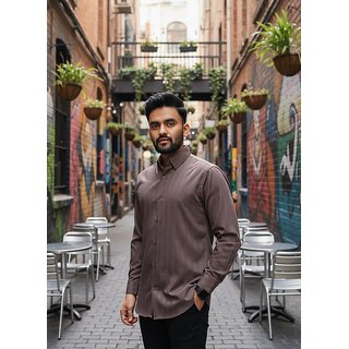 Casualbud Brown Men's Cotton Regular Fit Shirt view 2