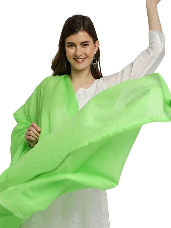 DUPATTA BAZAAR Women's Parrot Green Cotton Dupatta view 2