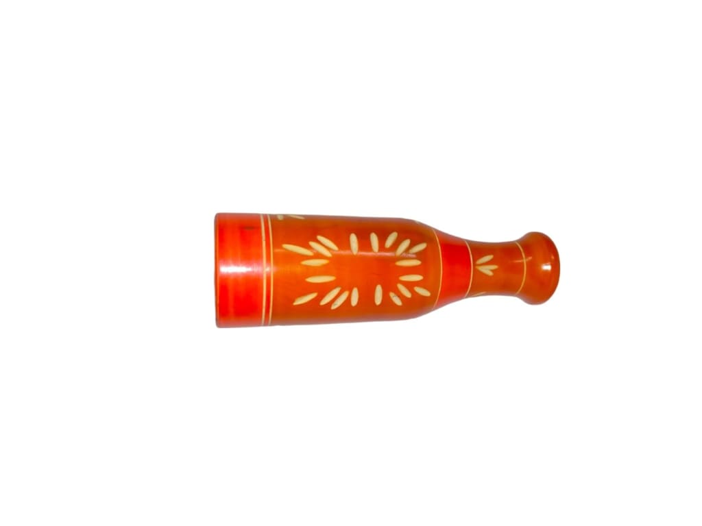 Orange Colour Wooden Flower Vase view 2