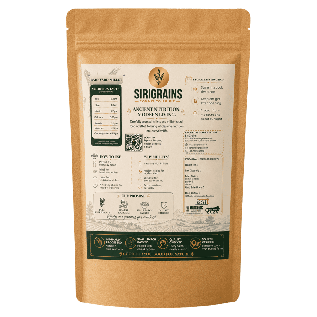 SiriGrains Barnyard Millet 1kg | Whole Unpolished Millet (Sanwa, Samo, Jhangora, Kuthiravali, Oodalu) | Premium Millet Grain for Everyday Cooking view 2