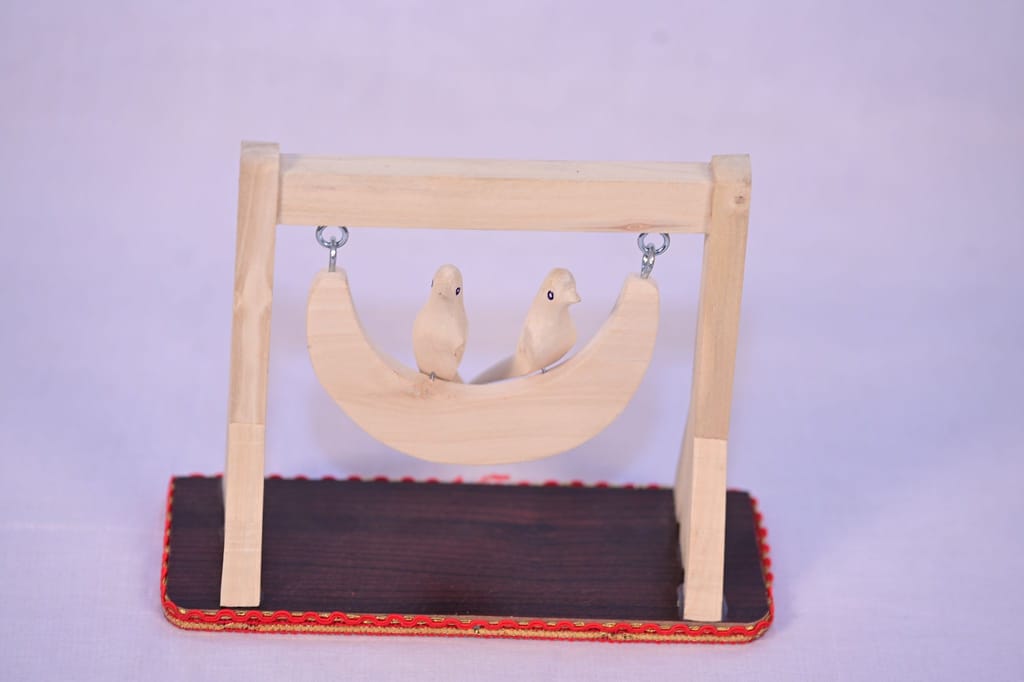 Wooden Love Birds on a Swing view 2