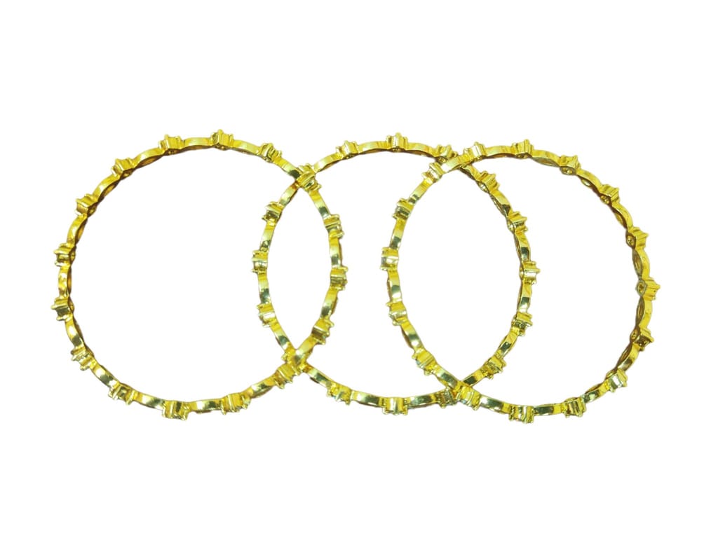 Gold Plated Bangle Set with Cubic Zirconia Stones for Women view 2