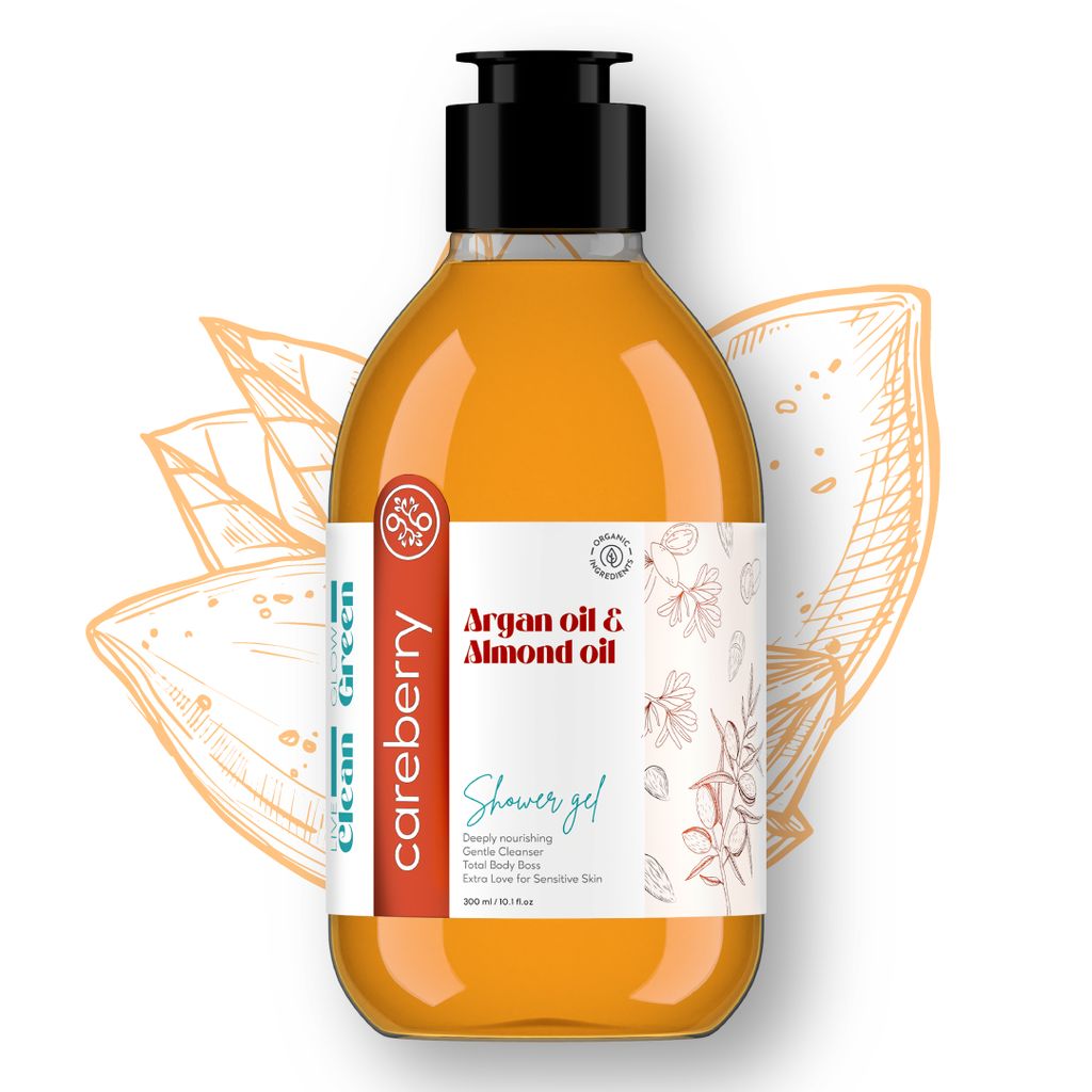 Careberry Argan & Almond Oil Nourishing Shower Gel - Gentle Cleanser for Sensitive Skin, Vegan, Sulphate & Paraben Free - 300ML view 2